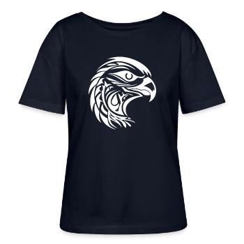 Beautiful Eagle Portrait in Tattoo Style - Stanley/Stella SERENA Relaxed Women’s Organic Round Neck T-shirt - navy - Front - Anna (173cm)
