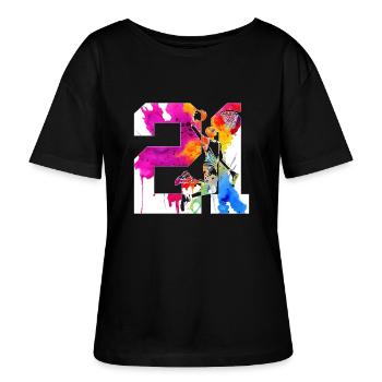 21. GEBURTSTAG BASKETBALL NUMMER 21 - Stanley/Stella Relaxed Rundhals Frauen Bio-T-Shirt SERENA - Schwarz - Vorne - Anna (173cm)
