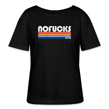 Retro Regenbogen Farbverlauf T-Shirt Design - Stanley/Stella Relaxed Rundhals Frauen Bio-T-Shirt SERENA - Schwarz - Vorne - Anna (173cm)