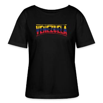 Venezuela in Tricolor Font - Stanley/Stella SERENA Relaxed Women’s Organic Round Neck T-shirt - black - Front - Anna (173cm)