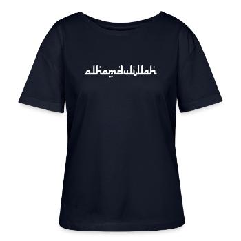 Alhamdulillah Musulman islamique - T-shirt bio à col rond SERENA Stanley/Stella Femme - marine - Devant - Anna (173cm)