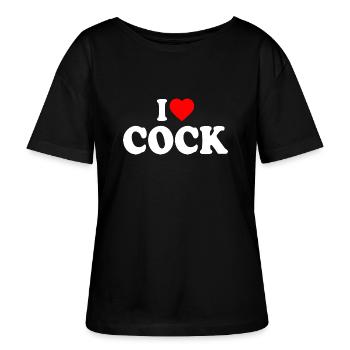 I love cock - Stanley/Stella SERENA Relaxed Women’s Organic Round Neck T-shirt - black - Front - Anna (173cm)