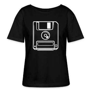 Retro Diskette - Stanley/Stella Relaxed Rundhals Frauen Bio-T-Shirt SERENA - Schwarz - Vorne - Anna (173cm)