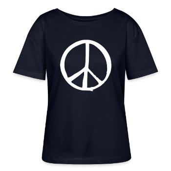 Peace sign - Stanley/Stella SERENA Relaxed Women’s Organic Round Neck T-shirt - navy - Front - Anna (173cm)