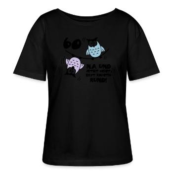 60. Geburtstag - Eulen - jetzt geht's rund - Stanley/Stella Relaxed Rundhals Frauen Bio-T-Shirt SERENA - Schwarz - Vorne - Anna (173cm)