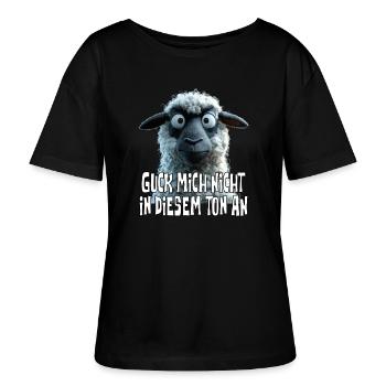 Guck mich nicht in diesem Ton an, lustiges Schaf - Stanley/Stella Relaxed Rundhals Frauen Bio-T-Shirt SERENA - Schwarz - Vorne - Anna (173cm)
