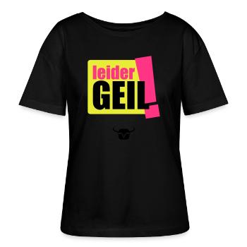 leider Geil - Stanley/Stella Relaxed Rundhals Frauen Bio-T-Shirt SERENA - Schwarz - Vorne - Anna (173cm)