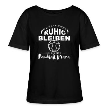 Handball Shirt-Ruhig bleiben - Stanley/Stella Relaxed Rundhals Frauen Bio-T-Shirt SERENA - Schwarz - Vorne - Anna (173cm)