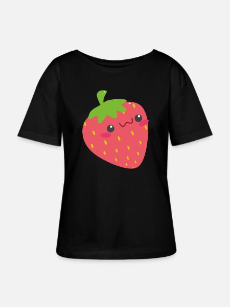 Erdbeere - Stanley/Stella Relaxed Rundhals Frauen Bio-T-Shirt SERENA - Schwarz