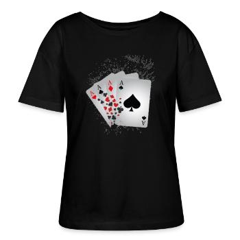 4 Aces - Stanley/Stella Relaxed Rundhals Frauen Bio-T-Shirt SERENA - Schwarz - Vorne - Anna (173cm)