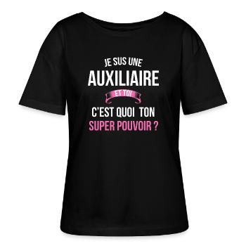 Auxiliaire super pouvoir femme - T-shirt bio à col rond SERENA Stanley/Stella Femme - noir - Devant - Anna (173cm)