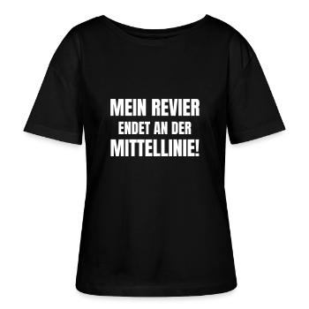 Mein Revier endet an der Mittellinie. - Stanley/Stella Relaxed Rundhals Frauen Bio-T-Shirt SERENA - Schwarz - Vorne - Anna (173cm)