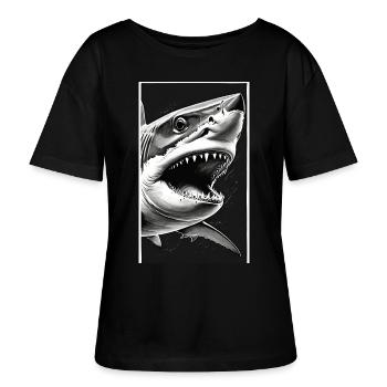 Shark | Great White Shark | Sea Creature | Fish - Stanley/Stella SERENA Relaxed Women’s Organic Round Neck T-shirt - black - Front - Anna (173cm)