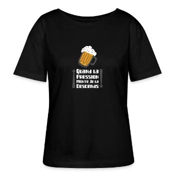 QUAND LA PRESSION MONTE JE LA DESCENDS ! - T-shirt bio à col rond SERENA Stanley/Stella Femme - noir - Devant - Anna (173cm)