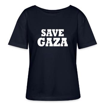 Save gaza - T-shirt bio à col rond SERENA Stanley/Stella Femme - marine - Devant - Anna (173cm)