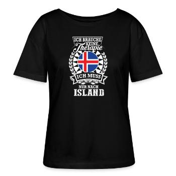 Ich brauche keine Therapie – Ich muss nach Island - Stanley/Stella Relaxed Rundhals Frauen Bio-T-Shirt SERENA - Schwarz - Vorne - Anna (173cm)