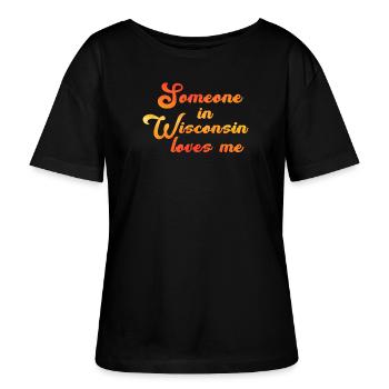 Quelqu’un dans le Wisconsin m’aime - T-shirt bio à col rond SERENA Stanley/Stella Femme - noir - Devant - Anna (173cm)
