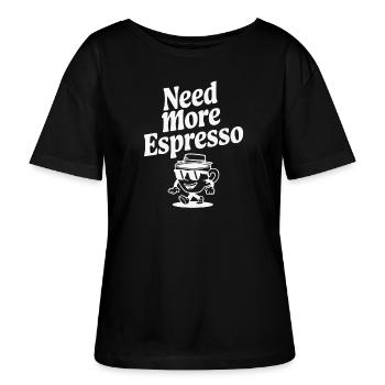 Need more Espresso - Kaffee - Cappuccino - Stanley/Stella Relaxed Rundhals Frauen Bio-T-Shirt SERENA - Schwarz - Vorne - Anna (173cm)