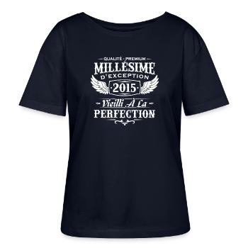 Vintage 2015 - Stanley/Stella SERENA Relaxed Women’s Organic Round Neck T-shirt - navy - Front - Anna (173cm)