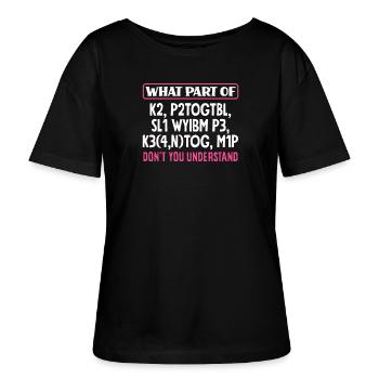 Tricot : Qu’est-ce que vous ne comprenez pas ? - T-shirt bio à col rond SERENA Stanley/Stella Femme - noir - Devant - Anna (173cm)