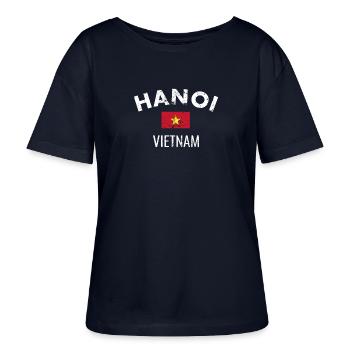 Hanoi Vietnam Vintage Drapeau Vietnamien - T-shirt bio à col rond SERENA Stanley/Stella Femme - marine - Devant - Anna (173cm)