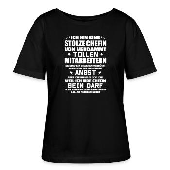 Stolt chef över jävla grymma anställda - Ledig ekologisk T-shirt med rund hals SERENA dam från Stanley/Stella - svart - Fram - Anna (173cm)