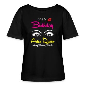 Sterrenbeeld Ram - Stanley/Stella Relaxed vrouwen bio-T-shirt met ronde hals SERENA - zwart - Voor - Anna (173cm)