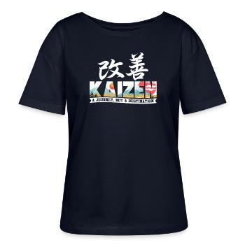 Kaizen : un voyage, pas une destination - T-shirt bio à col rond SERENA Stanley/Stella Femme - marine - Devant - Anna (173cm)