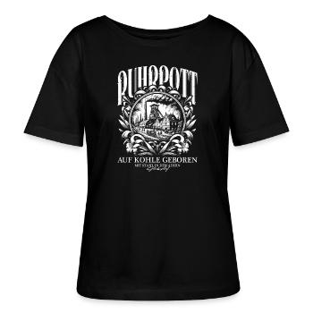 RUHRPOTT Auf Kohle Geboren - Stanley/Stella Relaxed Rundhals Frauen Bio-T-Shirt SERENA - Schwarz - Vorne - Anna (173cm)