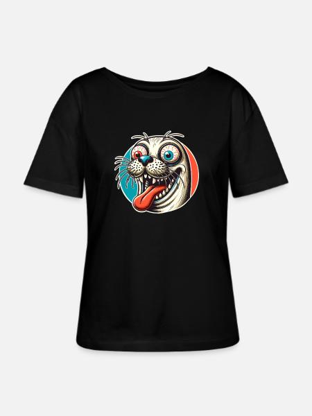 Seehund Robbe - Stanley/Stella Relaxed Rundhals Frauen Bio-T-Shirt SERENA - Schwarz