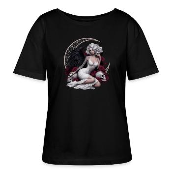 Dunkler Engel Mit Rosen Und Schädel - Stanley/Stella Relaxed Rundhals Frauen Bio-T-Shirt SERENA - Schwarz - Vorne - Anna (173cm)