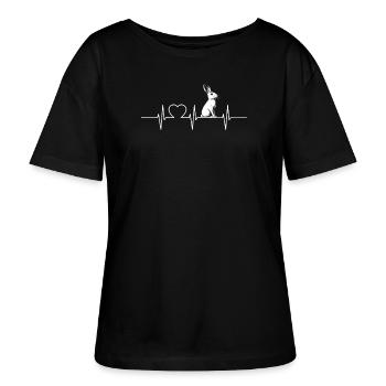 Hasen Hase - Stanley/Stella Relaxed Rundhals Frauen Bio-T-Shirt SERENA - Schwarz - Vorne - Anna (173cm)