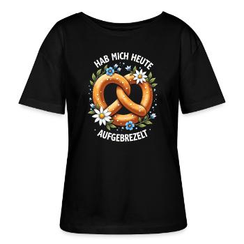 Brezel aufgebrezelt Bayern Tracht bayerisch lustig - Stanley/Stella Relaxed Rundhals Frauen Bio-T-Shirt SERENA - Schwarz - Vorne - Anna (173cm)