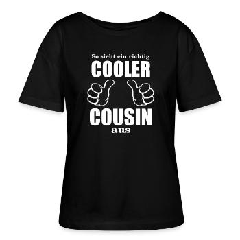 Der Cousin: So sieht ein ein richtig cooler Cousin - Stanley/Stella Relaxed Rundhals Frauen Bio-T-Shirt SERENA - Schwarz - Vorne - Anna (173cm)