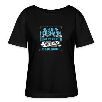 HERRMANN - Stanley/Stella Relaxed Rundhals Frauen Bio-T-Shirt SERENA - Schwarz - Vorne - Anna (173cm)