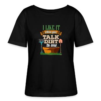 Grappig tuinieroverhemd - Stanley/Stella Relaxed vrouwen bio-T-shirt met ronde hals SERENA - zwart - Voor - Anna (173cm)
