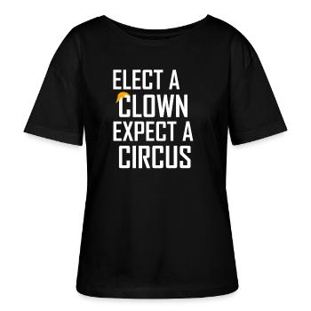 Wähle Einen Clown Erwarte einen Zirkus Anti- - Stanley/Stella Relaxed Rundhals Frauen Bio-T-Shirt SERENA - Schwarz - Vorne - Anna (173cm)