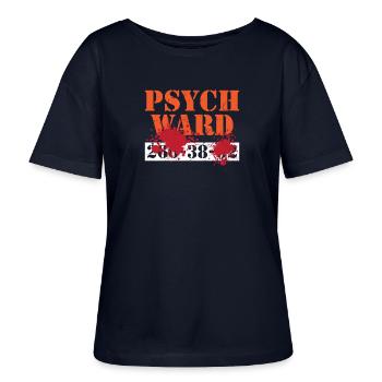 Psych Ward Patient T-Shirt Blood Splatter Scary - Stanley/Stella SERENA Relaxed Women’s Organic Round Neck T-shirt - navy - Front - Anna (173cm)