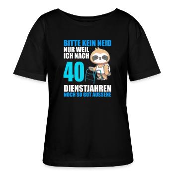 40 Jahre im Dienst 40 Jähriges Dienstjubiläum - Stanley/Stella Relaxed Rundhals Frauen Bio-T-Shirt SERENA - Schwarz - Vorne - Anna (173cm)