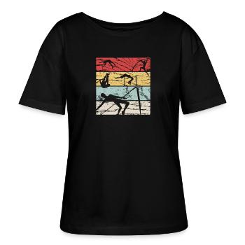 Saut en hauteur rétro - T-shirt bio à col rond SERENA Stanley/Stella Femme - noir - Devant - Anna (173cm)