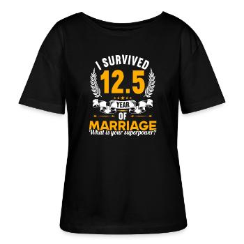 Ik heb me slecht gedragen 12,5 jaar getrouwd huwelijksverjaardag - Stanley/Stella Relaxed vrouwen bio-T-shirt met ronde hals SERENA - zwart - Voor - Anna (173cm)