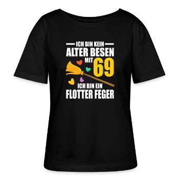 Alter Besen Junger Feger 69 Jahre 69. Geburtstag - Stanley/Stella Relaxed Rundhals Frauen Bio-T-Shirt SERENA - Schwarz - Vorne - Anna (173cm)