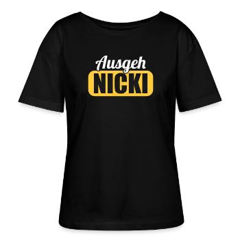 DDR Ostdeutschland Osten Ossi Ausgeh Nicki - Stanley/Stella Relaxed Rundhals Frauen Bio-T-Shirt SERENA - Schwarz - Vorne - Anna (173cm)