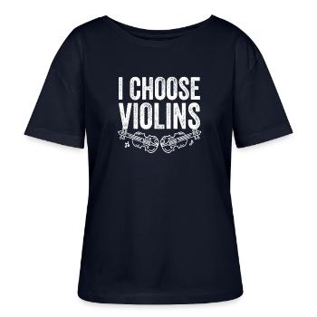 Geigenspieler I Choose Violins Geige Violinistin - Stanley/Stella Relaxed Rundhals Frauen Bio-T-Shirt SERENA - Navy - Vorne - Anna (173cm)