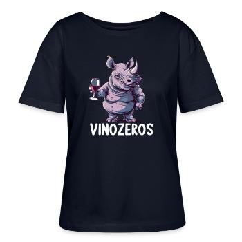 Vinozeros Weinkenner Weintrinker Weinliebhaber - Stanley/Stella Relaxed Rundhals Frauen Bio-T-Shirt SERENA - Navy - Vorne - Anna (173cm)