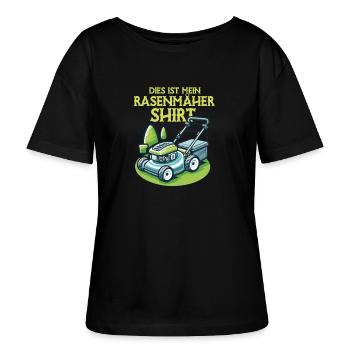 Dies ist mein Rasenmäher Shirt - Rasen mähen - Stanley/Stella Relaxed Rundhals Frauen Bio-T-Shirt SERENA - Schwarz - Vorne - Anna (173cm)