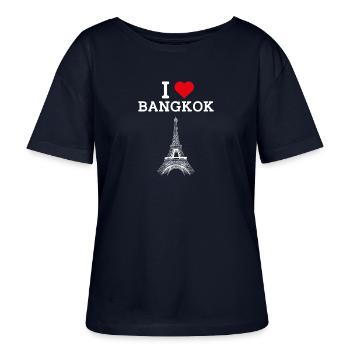 I Love Bangkok Herz Flagge Thailand Eiffelturm - Stanley/Stella Relaxed Rundhals Frauen Bio-T-Shirt SERENA - Navy - Vorne - Anna (173cm)