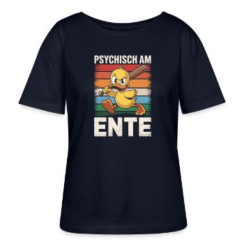 Psychisch Am Ente - Stanley/Stella Relaxed Rundhals Frauen Bio-T-Shirt SERENA - Navy - Vorne - Anna (173cm)