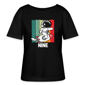 Astronaut Abenteuer Neunte Geburtstag - Stanley/Stella Relaxed Rundhals Frauen Bio-T-Shirt SERENA - Schwarz - Vorne - Anna (173cm)