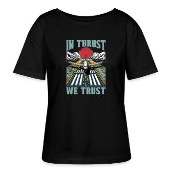 Flight Instructor In Thrust We Trust Pilot School - Stanley/Stella SERENA Relaxed Women’s Organic Round Neck T-shirt - black - Front - Anna (173cm)